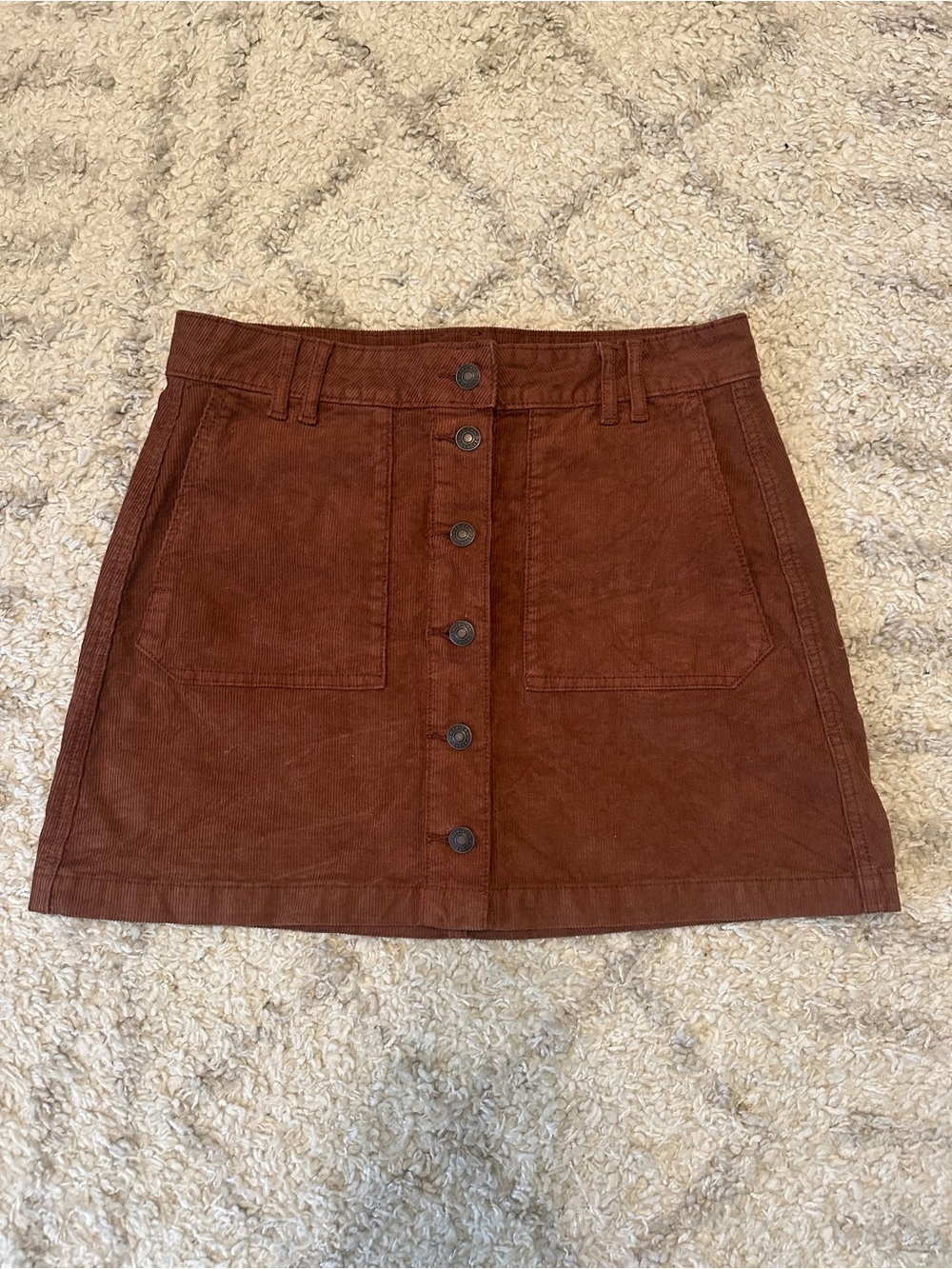 American Eagle Outfitters Rust Button-Front Corduroy Mini Skirt